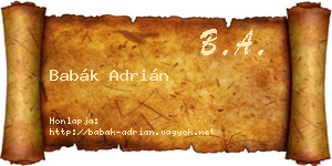 Babák Adrián névjegykártya