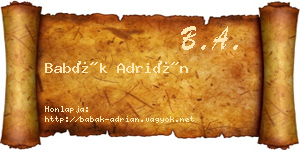 Babák Adrián névjegykártya